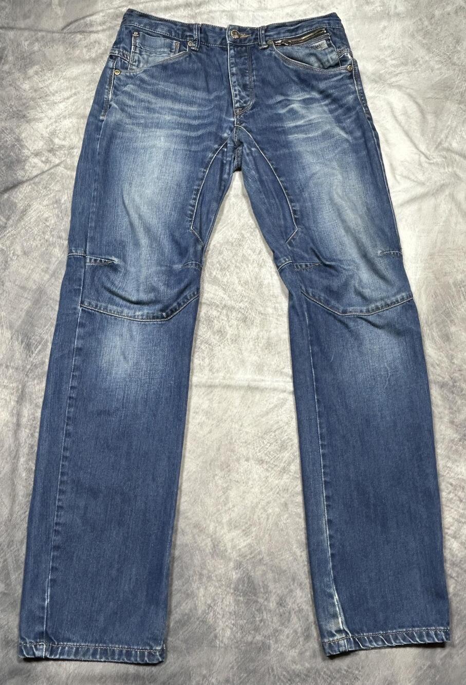 Diesel Jeans Mens 34 Blue Articulated Knee Panel Zipper Pocket Distressed Denim